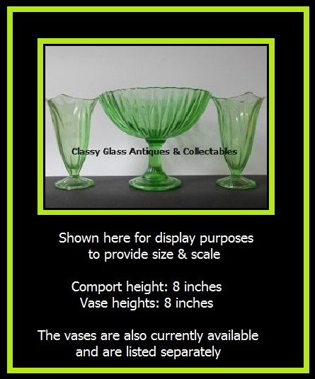 Very large & scarce vintage Art Deco emerald green glass comport bowl with column stem & pedestal foot Very large & scarce vintage Art Deco emerald green glass comport bowl with column stem & pedestal foot