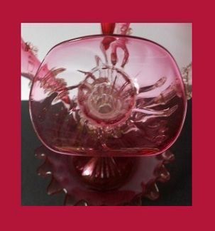 HALF PRICE REDUCTION... Magnificent English Victorian Antique 5 Trumpet Flute Crystal Cased Cranberry Glass Epergne. MINT CONDITION HALF PRICE REDUCTION... Magnificent English Victorian Antique 5 Trumpet Flute Crystal Cased Cranberry Glass Epergne. MINT CONDITION