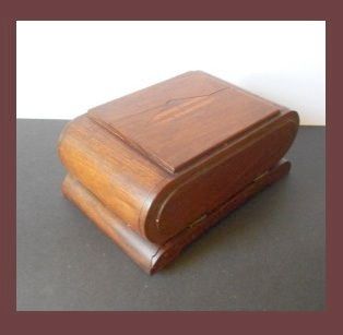 Handsome Handmade English Art Deco Large Wooden Cigar Cigarette Case with four Concealed Internal Shelves. Handsome Handmade English Art Deco Large Wooden Cigar Cigarette Case with four Concealed Internal Shelves.