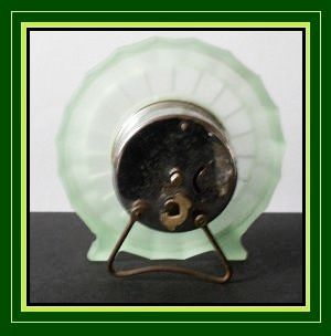 * SALE PRICE * Bamboo Pattern Uranium Glass Art Deco Clock by Bagley, England Exceptionally rare. * SALE PRICE * Bamboo Pattern Uranium Glass Art Deco Clock by Bagley, England Exceptionally rare.