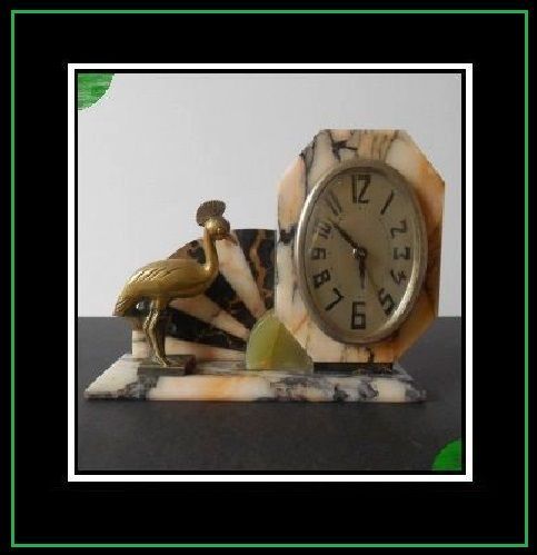 Stunning French Art Deco Onyx & Marble Clock by Giraud Riviere circa 1920s Stunning French Art Deco Onyx & Marble Clock by Giraud Riviere circa 1920s