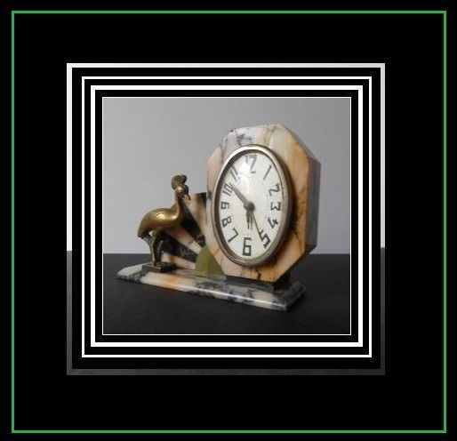 Stunning French Art Deco Onyx & Marble Clock by Giraud Riviere circa 1920s Stunning French Art Deco Onyx & Marble Clock by Giraud Riviere circa 1920s