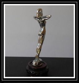 SALE PRICE! 1950s Naked Nymph - Leaning into Wind, Chrome Metal Lady Car Hood Mascot by GEM Manufacturing Chicago,USA SALE PRICE! 1950s Naked Nymph - Leaning into Wind, Chrome Metal Lady Car Hood Mascot by GEM Manufacturing Chicago,USA