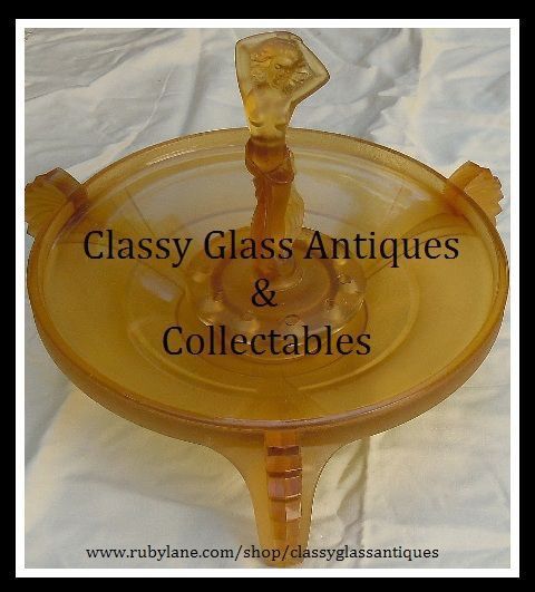 Sensational Czech Republic Art Deco Amber Glass Dancing Lady Center Piece by Inwald Sensational Czech Republic Art Deco Amber Glass Dancing Lady Center Piece by Inwald