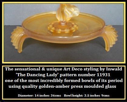 Sensational Czech Republic Art Deco Amber Glass Dancing Lady Center Piece by Inwald Sensational Czech Republic Art Deco Amber Glass Dancing Lady Center Piece by Inwald