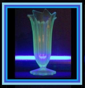 DESIRABLE Uranium Blue Glass 1930s Art Deco Vase by Libochovice, Czechoslovakia. DESIRABLE Uranium Blue Glass 1930s Art Deco Vase by Libochovice, Czechoslovakia.