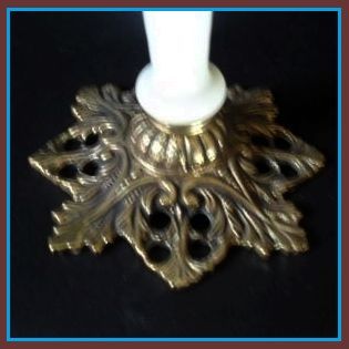 Victorian Style White Opal Glass & Amber Frilled Vase with Metal Mount. Victorian Style White Opal Glass & Amber Frilled Vase with Metal Mount.