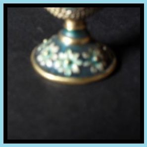 Vintage Perfume Bottle with Jewelled & Filigree Metal & Enamel Mount Vintage Perfume Bottle with Jewelled & Filigree Metal & Enamel Mount