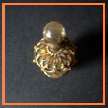 Vintage Perfume Bottle with Jewels & Metal Filigree Mount Vintage Perfume Bottle with Jewels & Metal Filigree Mount