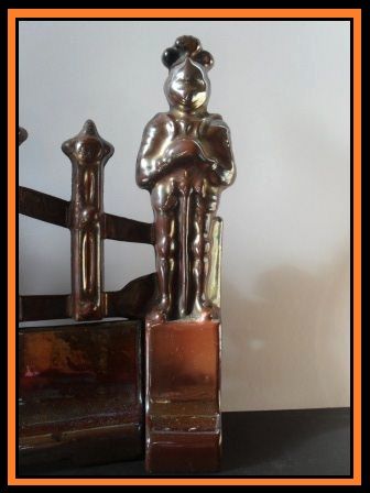 English Art Deco 1930s Cast Iron & Copper Lustre Enamel Fireplace Surround English Art Deco 1930s Cast Iron & Copper Lustre Enamel Fireplace Surround