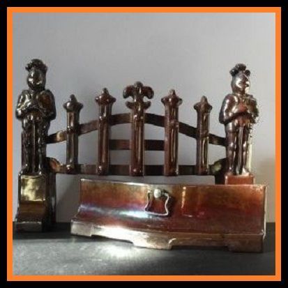 English Art Deco 1930s Cast Iron & Copper Lustre Enamel Fireplace Surround English Art Deco 1930s Cast Iron & Copper Lustre Enamel Fireplace Surround