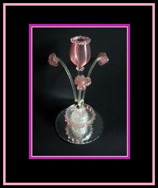 Adorable Venetian Victorian Glass Epergne With Mirror Base Adorable Venetian Victorian Glass Epergne With Mirror Base