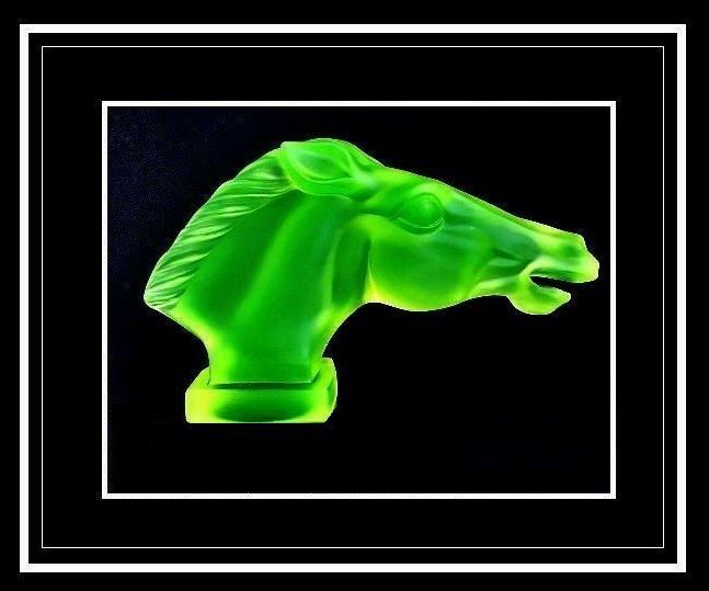 Sensational Red-Ashay / Hoffman Designed Uranium Green Glass Car Hood Mascot 'Epsom' pattern by Desna Sensational Red-Ashay / Hoffman Designed Uranium Green Glass Car Hood Mascot 'Epsom' pattern by Desna