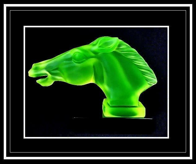 Sensational Red-Ashay / Hoffman Designed Uranium Green Glass Car Hood Mascot 'Epsom' pattern by Desna Sensational Red-Ashay / Hoffman Designed Uranium Green Glass Car Hood Mascot 'Epsom' pattern by Desna