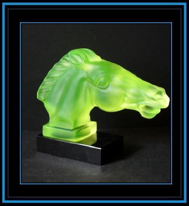 Sensational Red-Ashay / Hoffman Designed Uranium Green Glass Car Hood Mascot 'Epsom' pattern by Desna Sensational Red-Ashay / Hoffman Designed Uranium Green Glass Car Hood Mascot 'Epsom' pattern by Desna