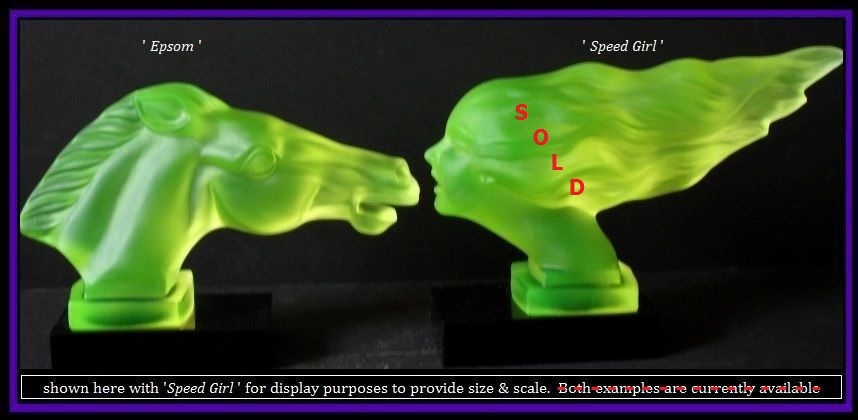 Sensational Red-Ashay / Hoffman Designed Uranium Green Glass Car Hood Mascot 'Epsom' pattern by Desna Sensational Red-Ashay / Hoffman Designed Uranium Green Glass Car Hood Mascot 'Epsom' pattern by Desna