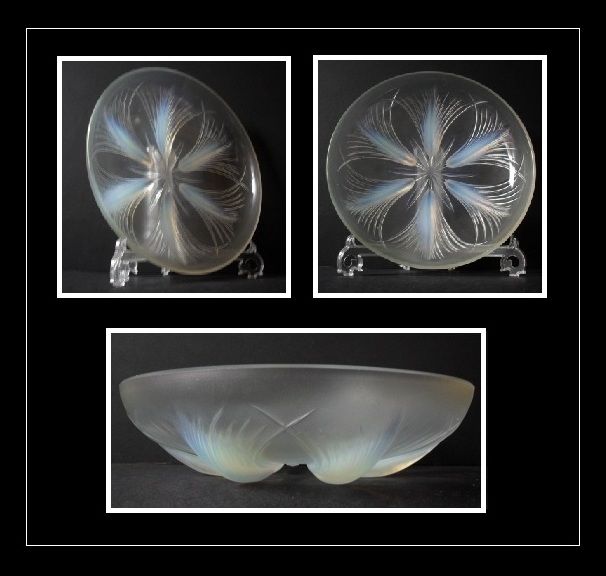 Stunning French Art Deco Opalescent Glass Bowl by Verlys France "Les epis" pattern. Signed. Stunning French Art Deco Opalescent Glass Bowl by Verlys France "Les epis" pattern. Signed.