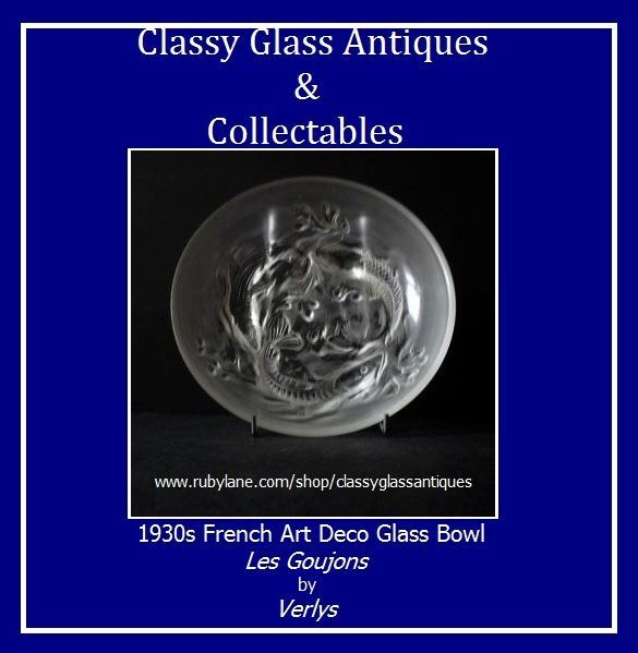 Scarce Art Deco Glass Bowl by Verlys France. Les Goujons pattern c1930s. Scarce Art Deco Glass Bowl by Verlys France. Les Goujons pattern c1930s.