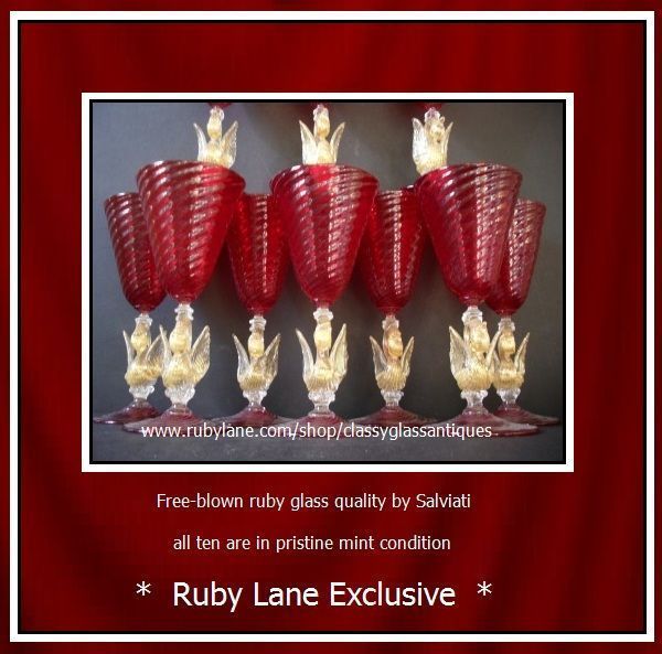 TEN Venetian Salviati Murano ruby glass 10" Façon de venise wine goblets. HALF PRICE! TEN Venetian Salviati Murano ruby glass 10" Façon de venise wine goblets. HALF PRICE!