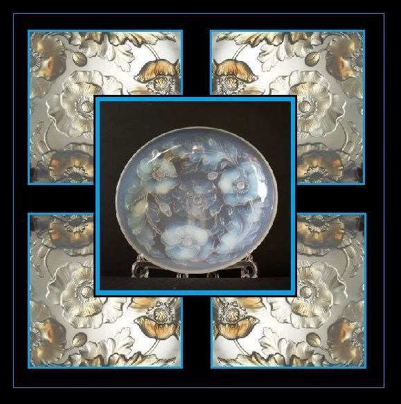 HUGE 14" Diameter1930s French Art Deco Opalescent Glass 'Les Pavots' Charger Bowl by Verlys HUGE 14" Diameter1930s French Art Deco Opalescent Glass 'Les Pavots' Charger Bowl by Verlys