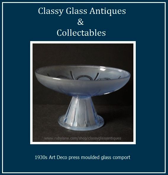 1930s French Art Deco press moulded glass comport. Probably by Sevres 1930s French Art Deco press moulded glass comport. Probably by Sevres