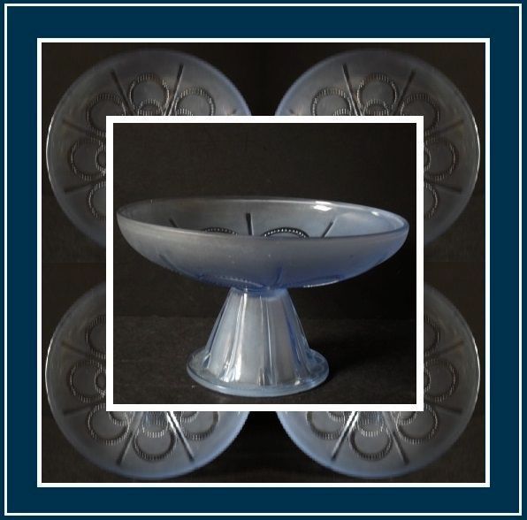 1930s French Art Deco press moulded glass comport. Probably by Sevres 1930s French Art Deco press moulded glass comport. Probably by Sevres