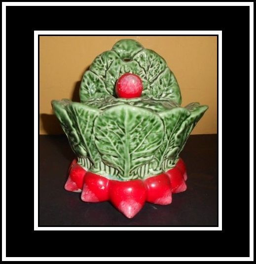 Vintage Portuguese Majolica lidded wall pocket box Vintage Portuguese Majolica lidded wall pocket box