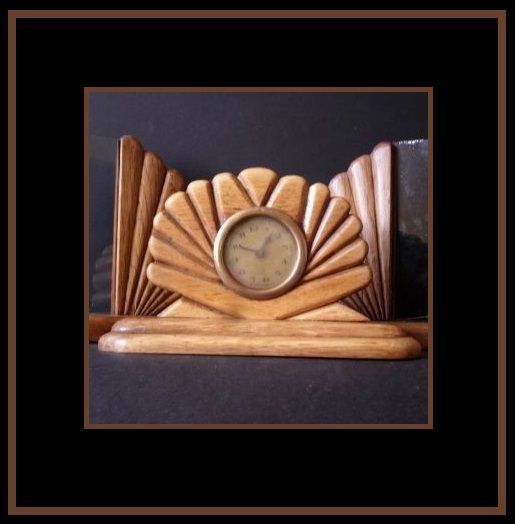 3 Piece Solid English Oak Art Deco Mantel Clock & Picture Frame Garniture Set 3 Piece Solid English Oak Art Deco Mantel Clock & Picture Frame Garniture Set