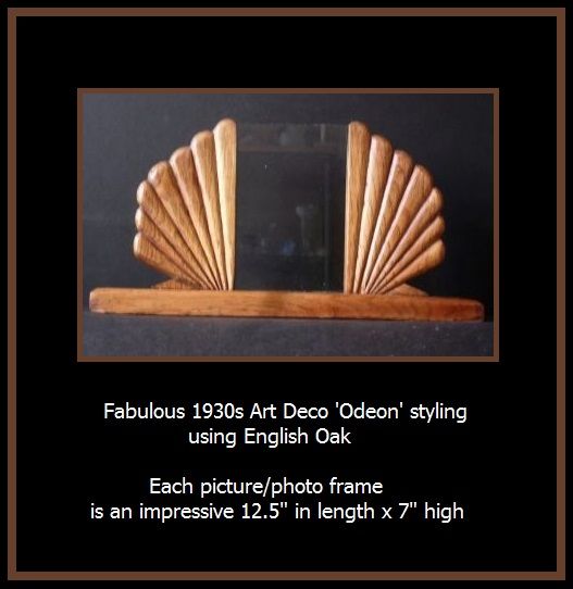 3 Piece Solid English Oak Art Deco Mantel Clock & Picture Frame Garniture Set 3 Piece Solid English Oak Art Deco Mantel Clock & Picture Frame Garniture Set