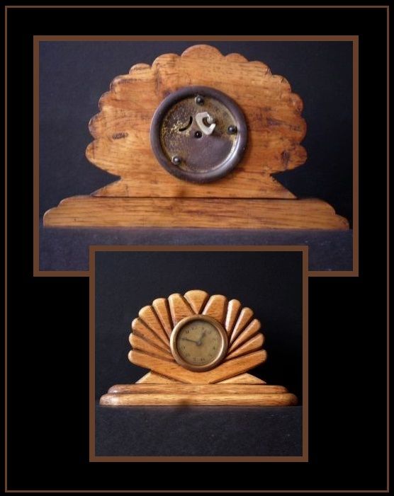 3 Piece Solid English Oak Art Deco Mantel Clock & Picture Frame Garniture Set 3 Piece Solid English Oak Art Deco Mantel Clock & Picture Frame Garniture Set