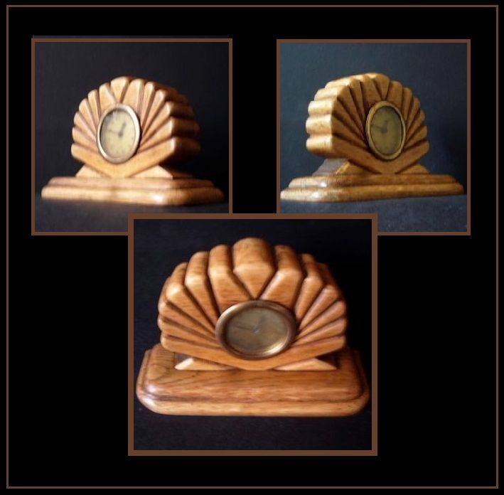 3 Piece Solid English Oak Art Deco Mantel Clock & Picture Frame Garniture Set 3 Piece Solid English Oak Art Deco Mantel Clock & Picture Frame Garniture Set