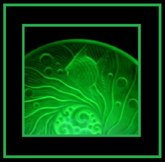 French Art Deco uranium glass 14" charger bowl by Pierre d'Avesn for Verlys French Art Deco uranium glass 14" charger bowl by Pierre d'Avesn for Verlys