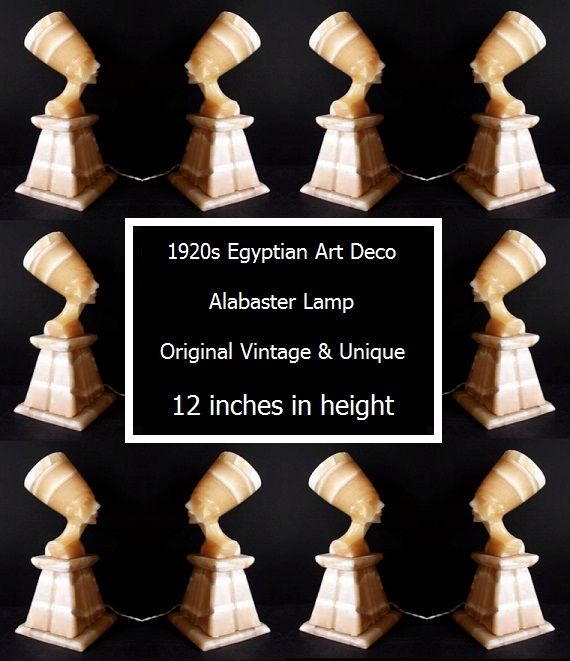 1920s Art Deco Egyptian Alabaster Nefertiti Lamp... 12 inches Tall 1920s Art Deco Egyptian Alabaster Nefertiti Lamp... 12 inches Tall