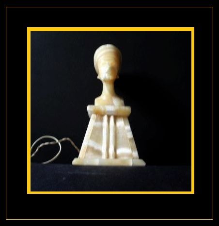 1920s Art Deco Egyptian Alabaster Nefertiti Lamp... 12 inches Tall 1920s Art Deco Egyptian Alabaster Nefertiti Lamp... 12 inches Tall