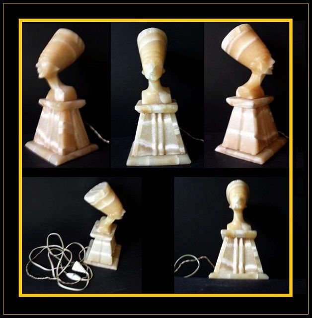 1920s Art Deco Egyptian Alabaster Nefertiti Lamp... 12 inches Tall 1920s Art Deco Egyptian Alabaster Nefertiti Lamp... 12 inches Tall