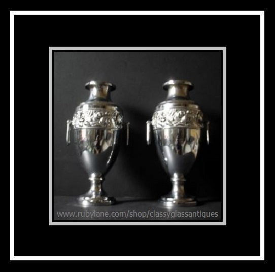 Large & highly stylish pair of English Art Deco chrome metal vases Large & highly stylish pair of English Art Deco chrome metal vases