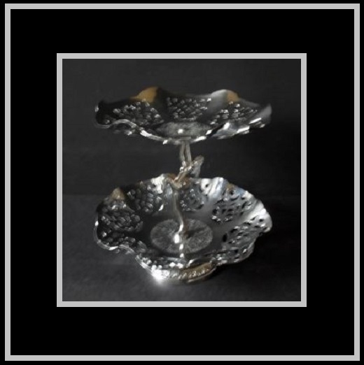 1930s English Art Deco 2 tier chrome metal dancing lady center piece comport – cake stand 1930s English Art Deco 2 tier chrome metal dancing lady center piece comport – cake stand