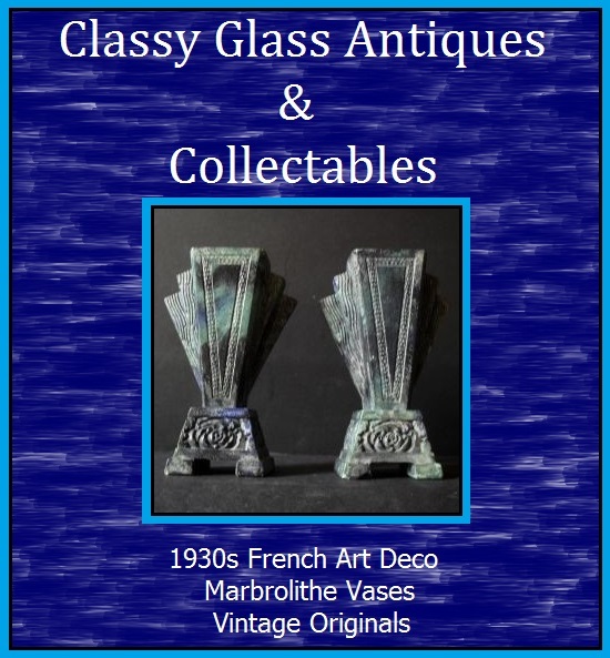 Pair of 1930's French Art Deco Marbrolithe Mantle Vases / Bookends. Maker Marked Originals Pair of 1930's French Art Deco Marbrolithe Mantle Vases / Bookends. Maker Marked Originals
