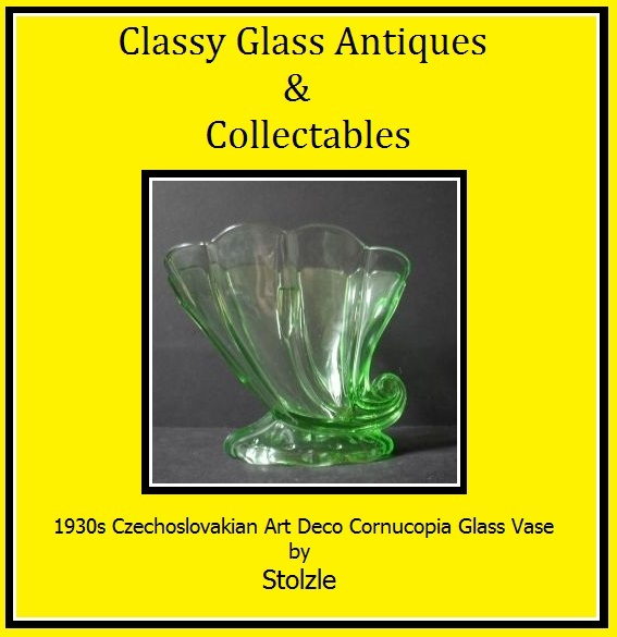1930s Czechoslovakian 1930s Art Deco Cornucopia Glass Vase by Stolzle 1930s Czechoslovakian 1930s Art Deco Cornucopia Glass Vase by Stolzle