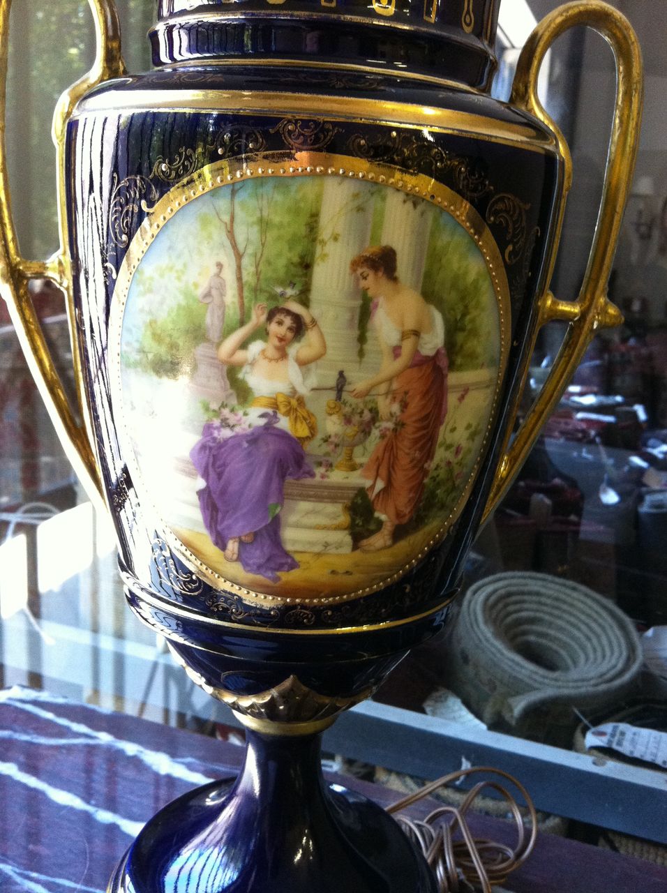 Pair Porcelain Lamps, Royal Vienna, 19th C Pair Porcelain Lamps, Royal Vienna, 19th C