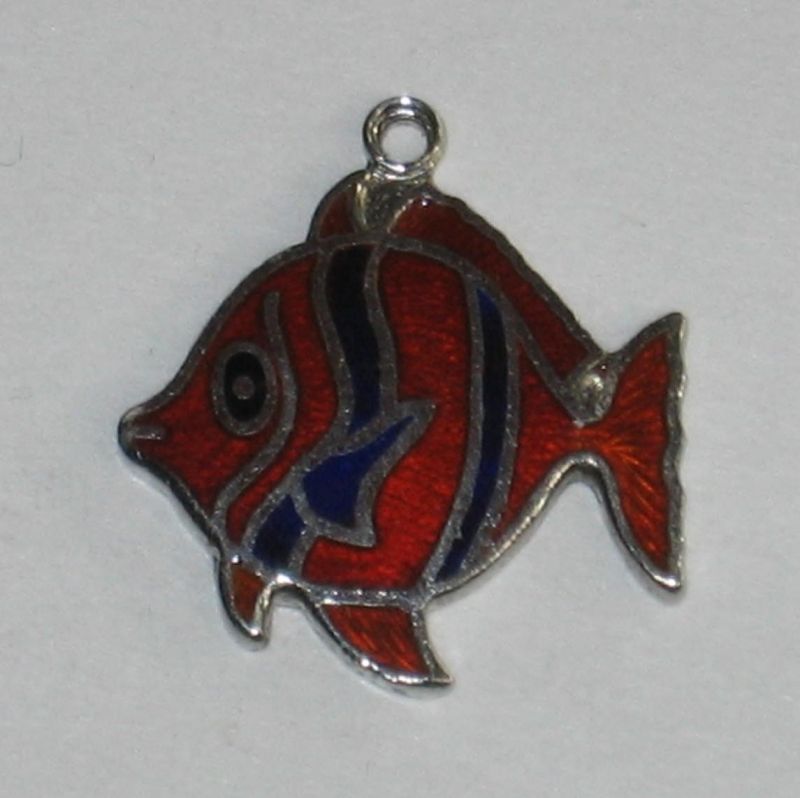 Sterling Silver Fish Charm ~ Red and Blue Enamel ~ BMCo Sterling Silver Fish Charm ~ Red and Blue Enamel ~ BMCo