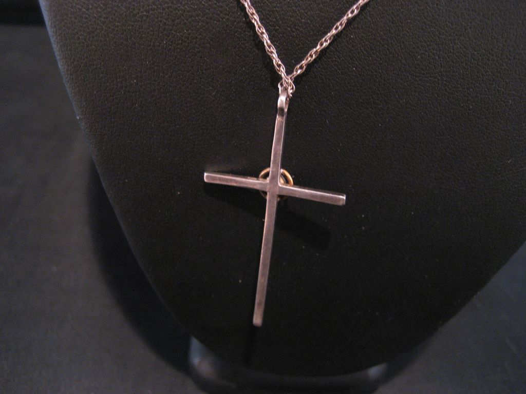 Southwest Vintage Sterling Silver and Turquoise Choker Cross and Chain. Southwest Vintage Sterling Silver and Turquoise Choker Cross and Chain.