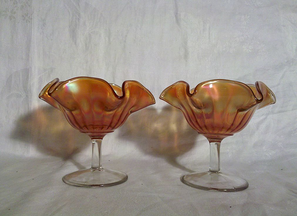 Carnival Glass Sherbet Glasses (Pair) Carnival Glass Sherbet Glasses (Pair)