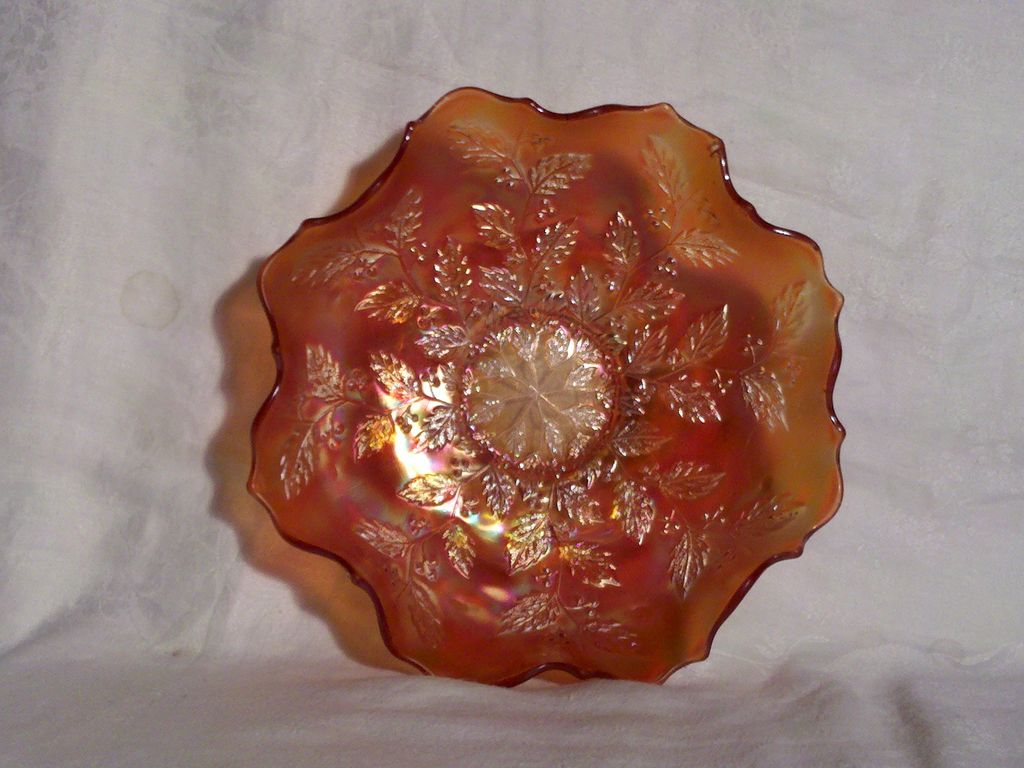 Fenton Carnival Glass Bowl in the Holly Pattern Fenton Carnival Glass Bowl in the Holly Pattern