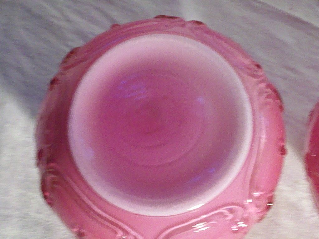 Fenton Wild Rose Overlay Triple Cased Rose Bowls/Vases Fenton Wild Rose Overlay Triple Cased Rose Bowls/Vases