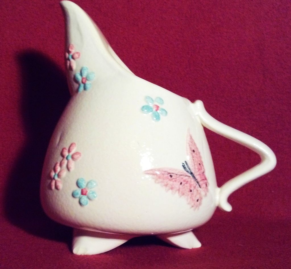 Hull 3 Footed Pitcher with Butterflies Hull 3 Footed Pitcher with Butterflies