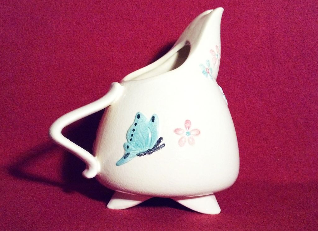 Hull 3 Footed Pitcher with Butterflies Hull 3 Footed Pitcher with Butterflies