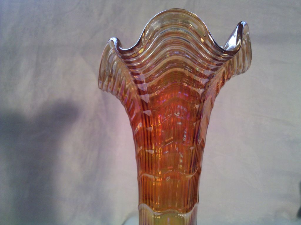 Imperial Glass Iridescent Vase in the Ripple Pattern Imperial Glass Iridescent Vase in the Ripple Pattern