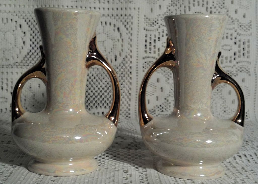 Pearl Lustre Ware Vases (Pair) in Perfect Condition Pearl Lustre Ware Vases (Pair) in Perfect Condition