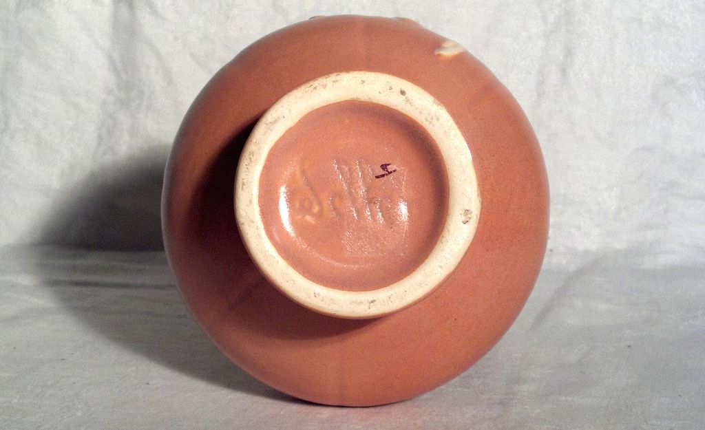 Weller Pottery Cameo Ewer/Vase White Floral on Brown Weller Pottery Cameo Ewer/Vase White Floral on Brown